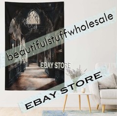 Gothic Abandoned Interior Wall Hanging Tapestry Moody 39X59 in