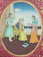 Rare Islamic handmade mughal miniature painting Of Princess Nur Un Nisa Begum