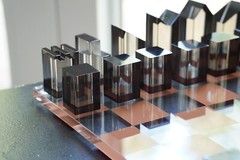 Minimalistic Brown & Black Crystal Chess Set | Architectural Design Chess Set