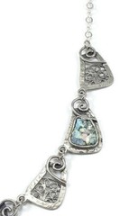Roman Glass Necklace Sterling Silver Ancient Fragments Roman Glass 200 BC Bluish