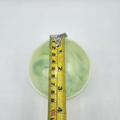 VTG 1940s Akro Agate Slag URANIUM Glows JADITE GREEN FOOTED DISC BOWL 3.5 DIAM