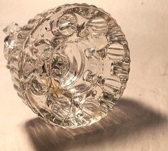 6.5″ BASHFUL LADY vtg cambridge glass female nude draped flower frog art nouveau