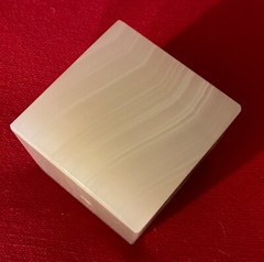 Vintage White Onyx Alabaster Stone Square Display Stand or Base Cube Paperweight
