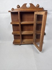 Vintage Miniture Wood Footed Curio Cabinet, with 3 Shelves 8.5″x7″x2″
