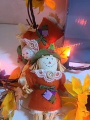 Boxed Lighted Harvest Garland Scarecrows Sunflowers Orange Light Set W/ Box Avon