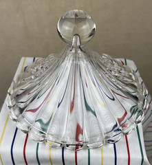 Vtg Goebel W German Lead Crystal Carousel Animals Circus Tent Covered Candy Dish