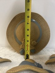 Vintage Home Interiors Burwood Blue Ribbon Bonnet Straw Hats Wall Decor Lot Of 4