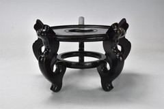 Vintage ROUND WOODEN 5 FOOTED RISER STAND DISPLAY VASES FIGURINES PLUS #09223
