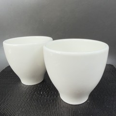 For Life Forlife White Stoneware Ceramic Footed Cups Tumblers Mugs Set 2 Marked