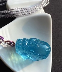 Natural Beautiful Blue Aquamarine Quartz Crystal Pendant