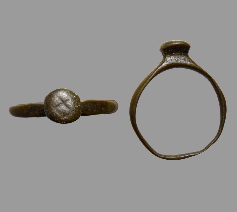 GENUINE Roman Bronze Ring Incised X Symbol Authentic Certified Antiquity COA