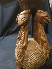 Vintage Hand Carved Wooden Candle Holder 12″ Tall Unknown Animal Depiction