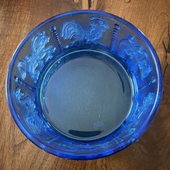 Goebel Heavy Crystal Cobalt Blue Bowl With Carousel Animals EUC