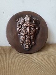 Gothic Devil Face Plaque Bronze Finish Grotesque Mask Dark Decor