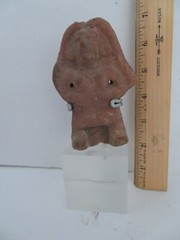 Pre Columbian Peru Warrior Head on Stand
