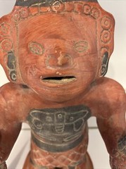 Large Pre-Columbian Replica Clay Ceramic Painted Altarpiece Maize Man God