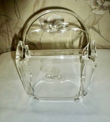 Vintage Modernist GrainWare Clear Lucite Square Apple Basket With Handle