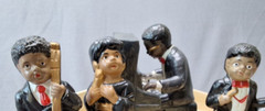 Vintage Jazz Band Ceramic Figurines 4 pc Set Singer Piano Drum Bass 5″ tall