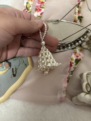 Vintage Shabby Chic Cottage Decor Lot Dresden Roses Swan Mirror Heart
