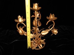 Vintage Italian Rose Tole Candelabra