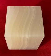 Vintage White Onyx Alabaster Stone Square Display Stand or Base Cube Paperweight