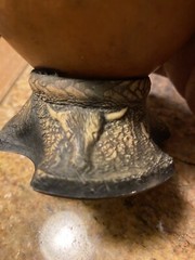 MUST SEE 6” Gourd Vase With Intense Carved Resin Base Horse Bull Cow Western