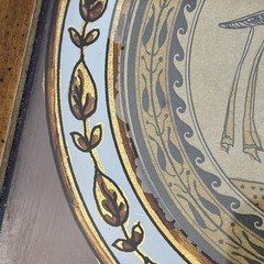 Antique Decorative Wood Framed Wall Hanging Greek Winged Goddess Reverse Paint