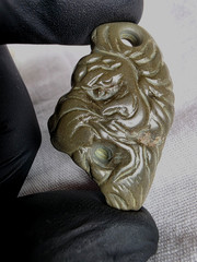 300 BC Ancient Roman Carved Engraved Gemstone Pendant Medallion Amulet Lion Head