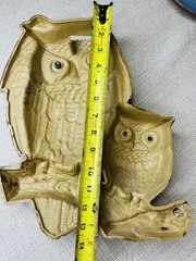 Vintage 1977 Mom + Baby Owl Wall Hanging Burwood Products Co Hard Plastic MCM