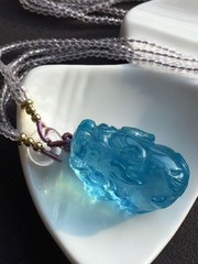 Natural Beautiful Blue Aquamarine Quartz Crystal Pendant