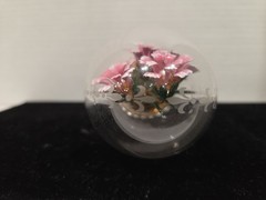 Vintage Franklin Mint Crystal Egg Pink Flower Gold Trim Etched Glass