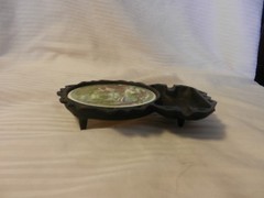 Vintage A Home In the Wilderness Coaster & Black Metal Ashtray Enesco Japan