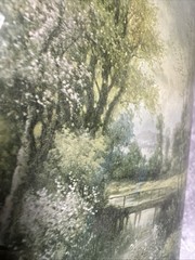Vintage Curved Glass Print – “Where Quiet Reigns Supreme” Early 1900s Landscape