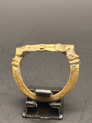 Large ancient Roman Ring bronze ring with decorated engraved bezel Antique Ring