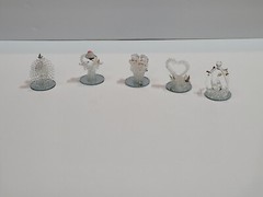 Vintage Unbranded Spun Glass Figurines on Mirrored Bases Lot of 5 Bird Theme