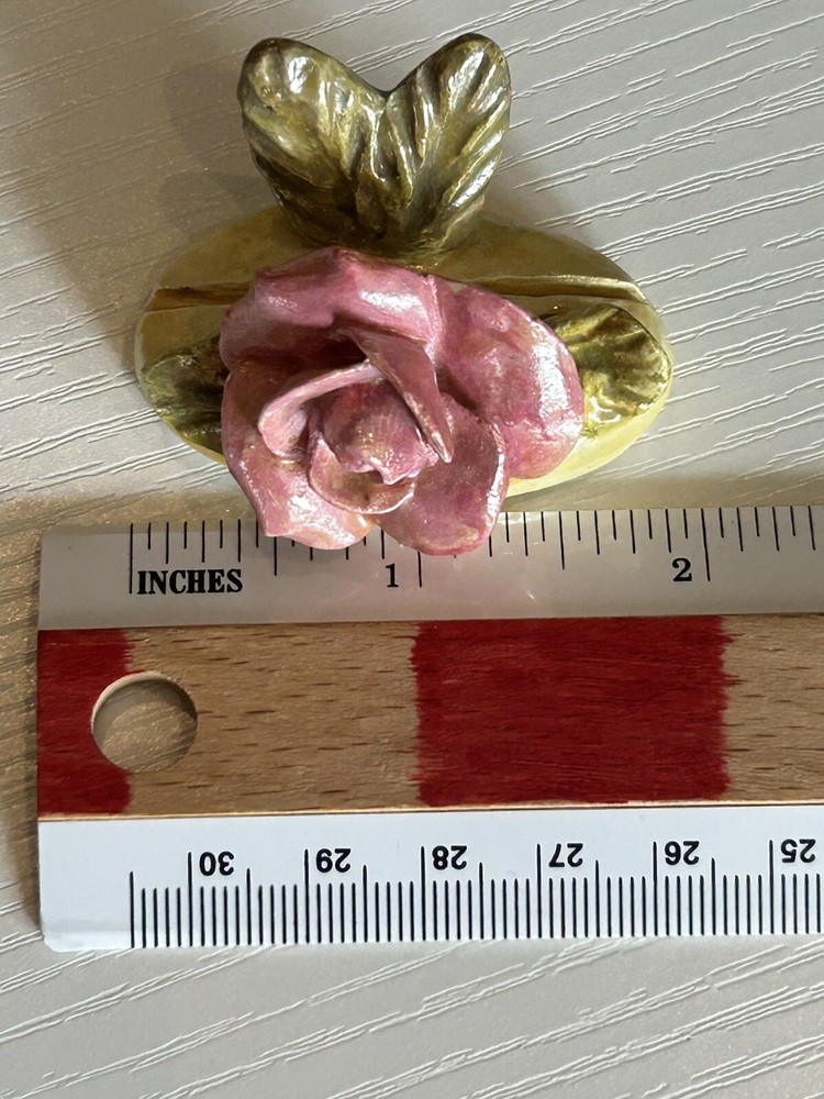 Vintage Ceramic Flower Floral Rose 2 in Calling Card Holder Unbranded 1B56