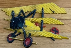 1975 Sexton Homco WW1 Metal Airplane Wall Art Decor Yellow & Red Vintage 1970’s