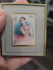 Hanford Heirloom 1982 Stamp Ballerina Great Britain 265/10K Brass Frame.