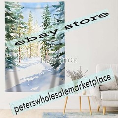 Snowy Forest Tapestry Winter Walk unframed art wall hanging 59X82 in