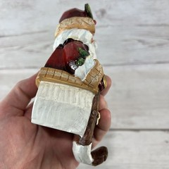 Stocking Holder Folk Art SANTA CLAUS Heavy 1.8lbs Gold Star Sleigh Free Shipping
