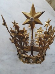 GORGEOUS Gold Aged Patina CROWN Rhinestones Stars Flowers for Statue or Display