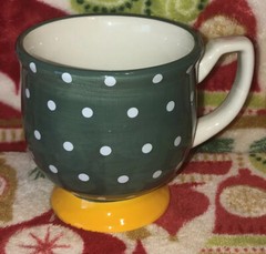 Footed Large Mug PIONEER WOMAN From my Frontier to Yours Polka Dot Green Fun