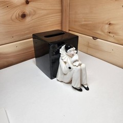 vintage Pierrot mime tissue holder figurine Taste setter by Sigma 1980s Art Deco