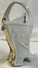 VTG Ceramic Basket Gold Trim Handle Flowers “A Present from Portrush” Ireland