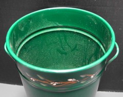 Tole Hand Painted Fruit Dark Green Umbrella Holder