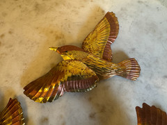 Set of 3 Vintage Home Interiors Gold Tone Tin Birds in Flight