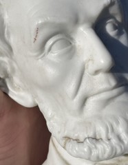 Antique Rare 19th C European Porcelain Bisque Parian Ware Bust Abraham Lincoln