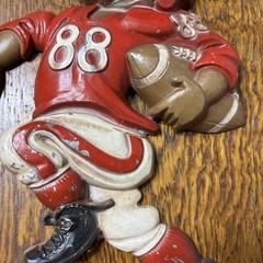 Vintage 1976 Homco Cast Aluminum Football Player Sexton Wall Hanger