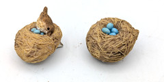 MARJOLEIN BASTIN Hallmark Bird Nest Clip Pair, Blue Eggs Ornaments Vintage, NEW