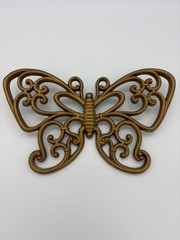 Vintage HOMCO Gold Tone Butterfly Wall Plaques Pair 7537 MCM Wall Art Decor